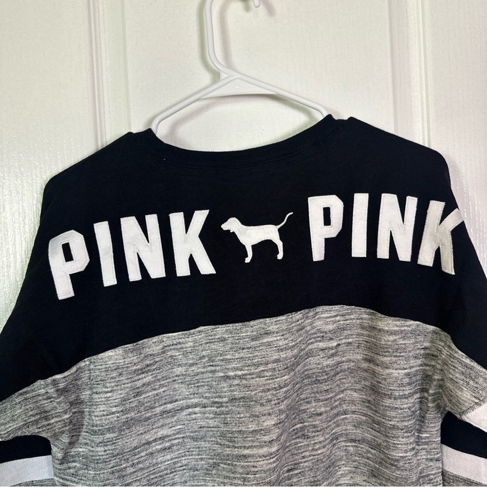 Victoria's Secret PINK Black and Gray Sweatshirt oversized XS - Picture 2 of 13